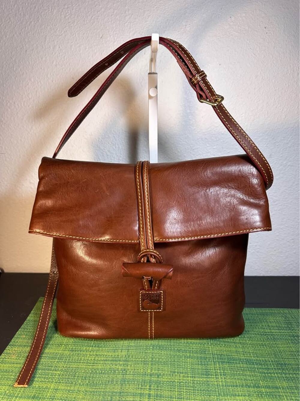 Dooney & Bourke Florentine Medium Toggle Crossbody - Chestnut - Raw strap end